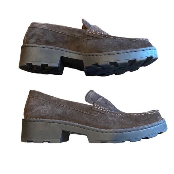 Born Carrera Suede Loafer Brown Platform 10M - Picture 6 of 9